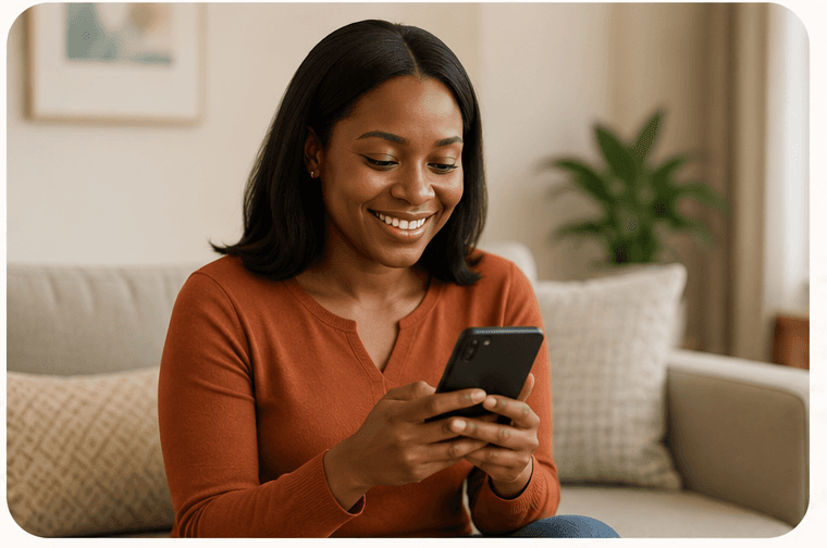 An individual checking health reminders on a mobile phone.